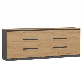 Komoda COSTA 1D3S/2D3S BA ANTRACYT DĄB ARTISAN