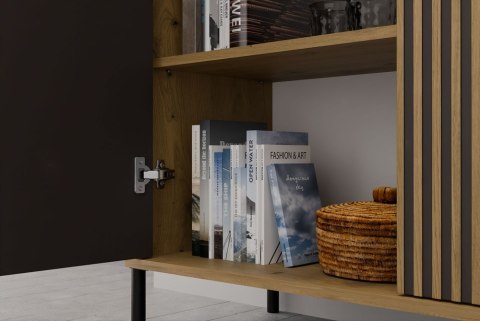 Komoda Front Ryflowany Szafka KAMARO 2D Slim / Gładki DĄB ARTISAN Lamele