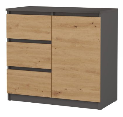 Komoda Malwa 1D3S ANTRACYT DĄB ARTISAN