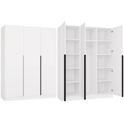 Szafa SENSO 3D 150 CM 3 Drzwi Czarne Uchwyty Do Salonu Sypialni BIEL