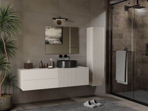 SZAFKA POD UMYWALKĘ TIGO 1D2S KASZMIR 140 CM 2 SZUFLADY RYFLOWANY FRONT WISZĄCA