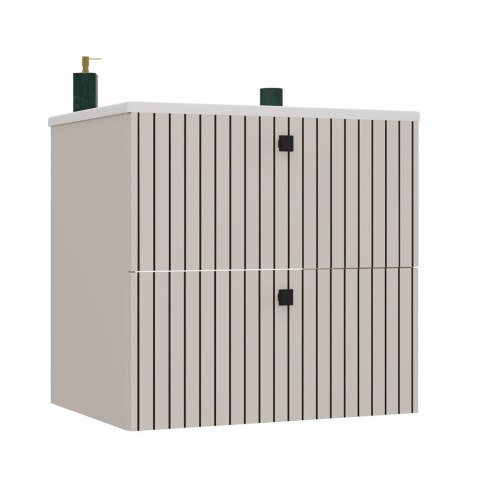 SZAFKA POD UMYWALKĘ TIGO 60 2S KASZMIR RYFLOWANY FRONT + UMYWALKA