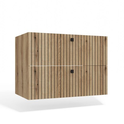 SZAFKA POD UMYWALKĘ TIGO 80 2S DĄB EVOKE 2 SZUFLADY RYFLOWANY FRONT WISZĄCA
