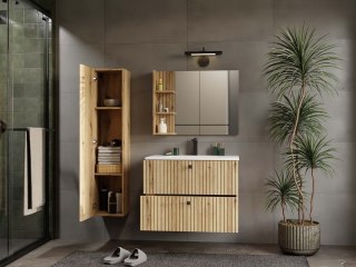 SZAFKA POD UMYWALKĘ TIGO 80 2S DĄB EVOKE 2 SZUFLADY RYFLOWANY FRONT WISZĄCA