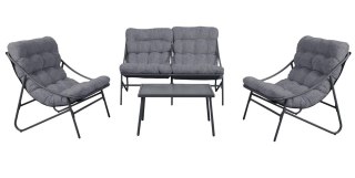 Zestaw Mebli Ogrodowych VIBE 4 Częściowy Fotele Sofa Stolik SZARY