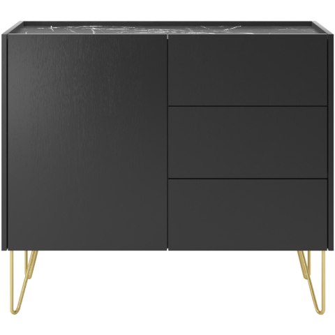 Komoda HARMONI 02 czarny / czarny marmur