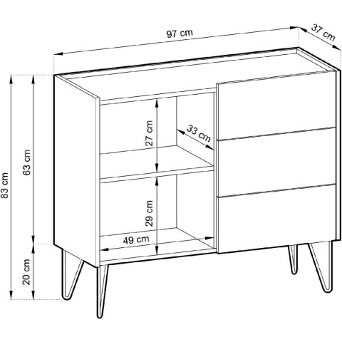 Komoda HARMONI 02 czarny / czarny marmur