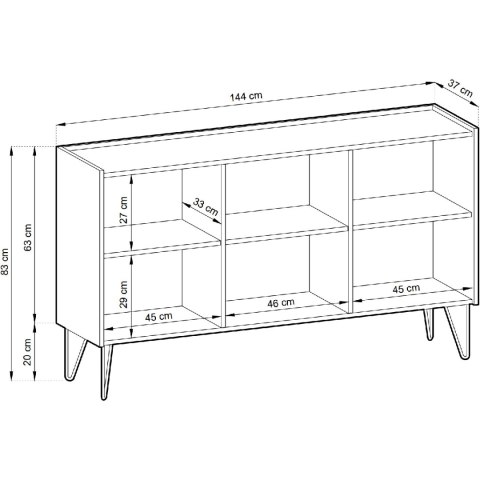 Komoda HARMONI 03 czarny / czarny marmur