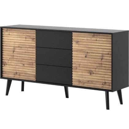 Komoda WOLLOW 05 czarny / dąb artisan