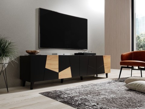 Komoda RTV NETA czarny mat / dąb craft
