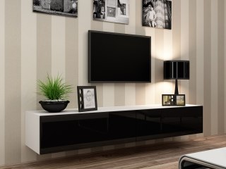 Komoda RTV 180 GOVI VG1B biały / czarny połysk