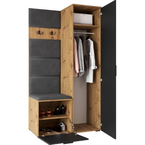 Garderoba NELLI 1 dąb artisan / czarny lewa