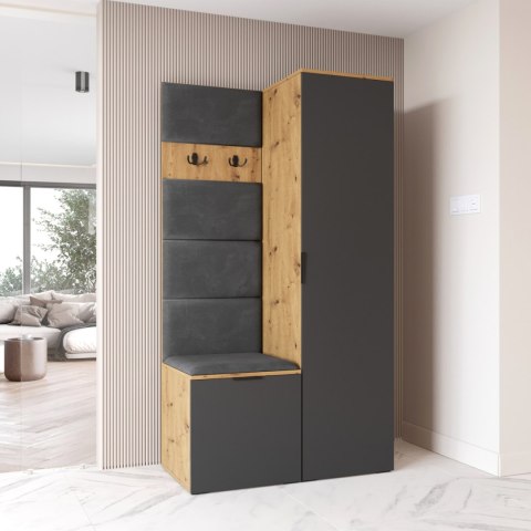Garderoba NELLI 1 dąb artisan / szary lewa