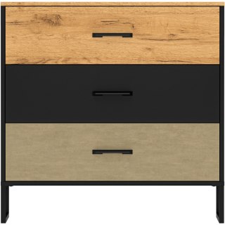 Komoda CLINT 05 dąb craft złoty / czarny / stal premium