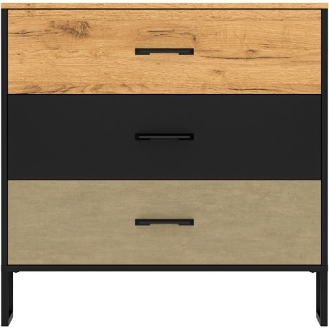 Komoda CLINT 05 dąb craft złoty / czarny / stal premium