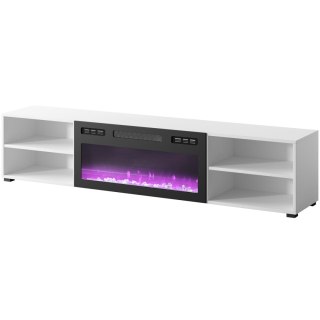 Komoda RTV LOOP 180 EF biała / kominek czarny