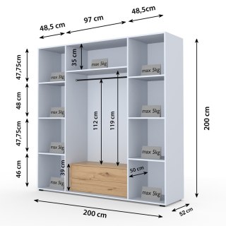 Szafa z szufladami VITRUM 200 dąb artisan / złoty