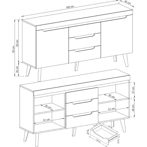 Komoda NARDI 08 dąb artisan / czarny