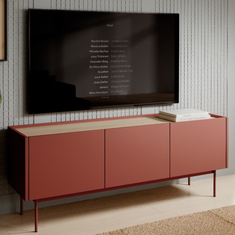 Szafka RTV COLOUR 01 ceramic red / dąb linearny