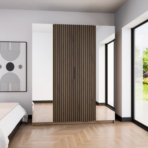 Szafa 200cm z lustrem KAYA 14 dąb evoke / dąb evoke / czarny