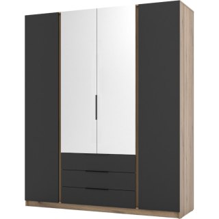 Szafa 200cm z lustrem i szufladami KAYA 03 dąb evoke / czarny