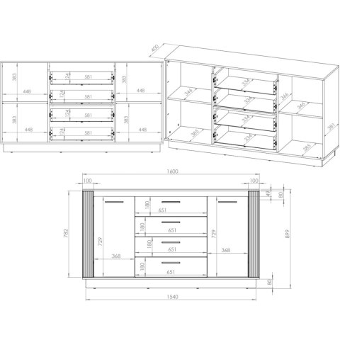 Komoda URSA 06 dąb craft złoty + czarny