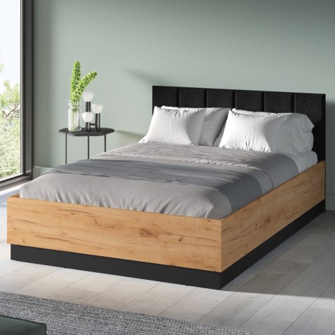 Łóżko 140x200 z podnoszonym stelażem URSA 13A dąb craft złoty + czarny