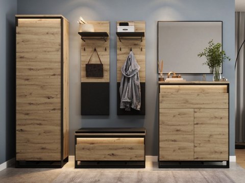 Łóżko 160x200 QUANT QS02-160 dąb artisan + czarny