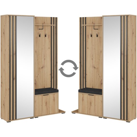 Garderoba LAILA dąb artisan / czarny