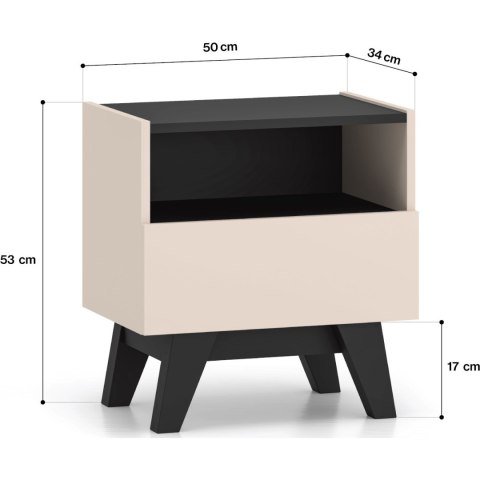 Szafka nocna SABLE 06 kaszmir / czarny