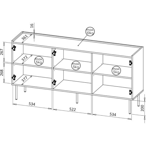 Komoda TESSI 165 3D czarny