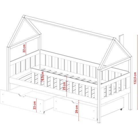 Drewniane łóżko dziecięce CASA 90x190