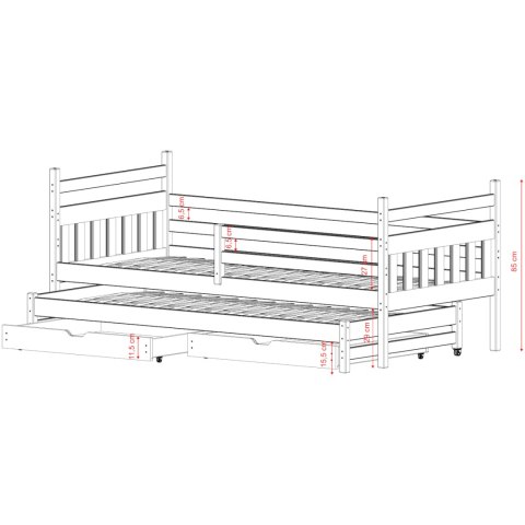Drewniane łóżko podwójne FAWN 80x200