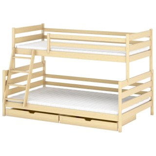 Drewniane łóżko piętrowe ASFI 90x200/120x200