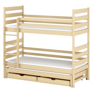 Drewniane łóżko piętrowe potrójne OMI 90x200