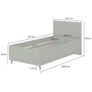 Łóżko 100x200 CANDIS 34 dąb olejowany / ceglany