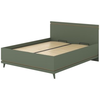 Łóżko z pojemnikiem 160x200 CANDIS 51 zielony / dąb olejowany