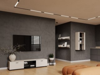 Kaszmirowo-czarna komoda RTV SINDI 5J 180 cm