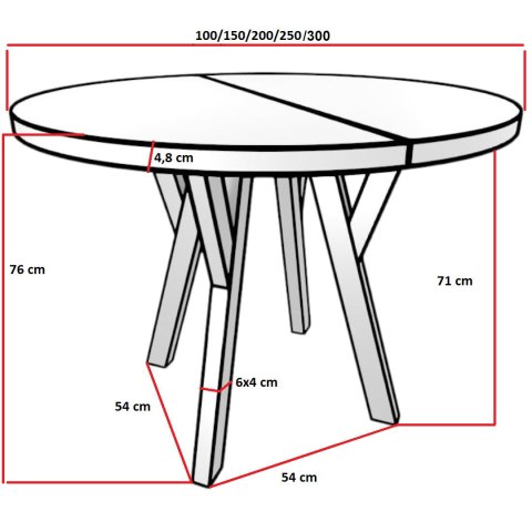Okrągły stół ENZO 100cm rozkładany do 300cm dąb lefkas i czarne nogi