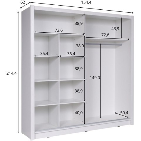 Szafa przesuwna z lustrem 154 BAKI 10 dąb sonoma