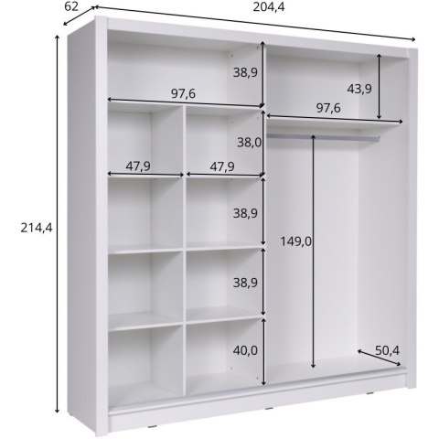 Szafa przesuwna z lustrem 204 BAKI 12 dąb sonoma