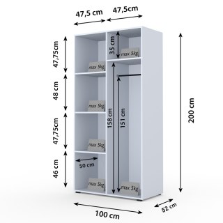 Szafa z lustrem CABO 1L 100 kaszmir
