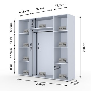 Szafa z lustrem CABO 2L 200 kaszmir