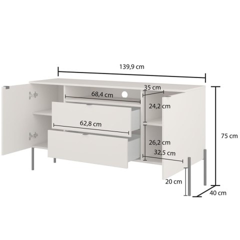 Komoda DORE 26 dąb lindberg / kaszmir