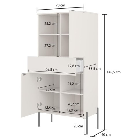 Komoda DORE 42 kaszmir / kaszmir ryfel
