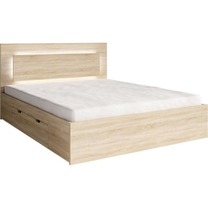 Łóżko LED z szufladami 160x200 NINO 05 dąb sonoma