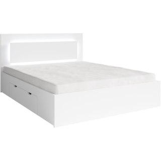 Łóżko LED z szufladami 180x200 NINO 06 biały