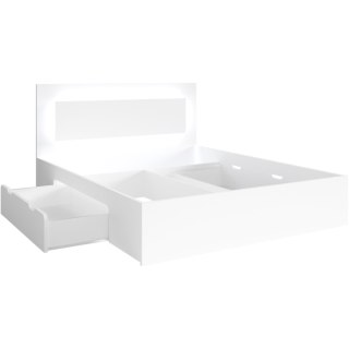 Łóżko LED z szufladami 180x200 NINO 06 biały