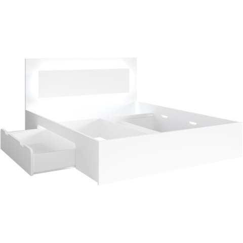 Łóżko LED z szufladami 180x200 NINO 06 biały