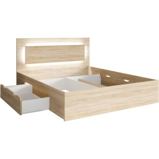 Łóżko LED z szufladami 180x200 NINO 06 dąb sonoma